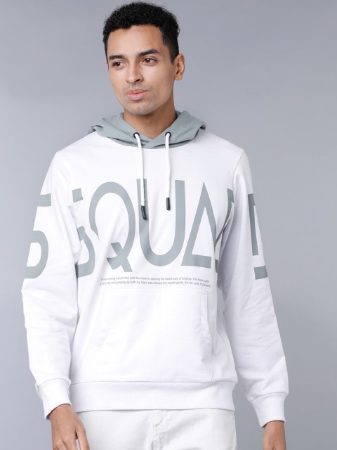 

LOCOMOTIVE Men White & Grey Printed Hooded Sweatshirt
