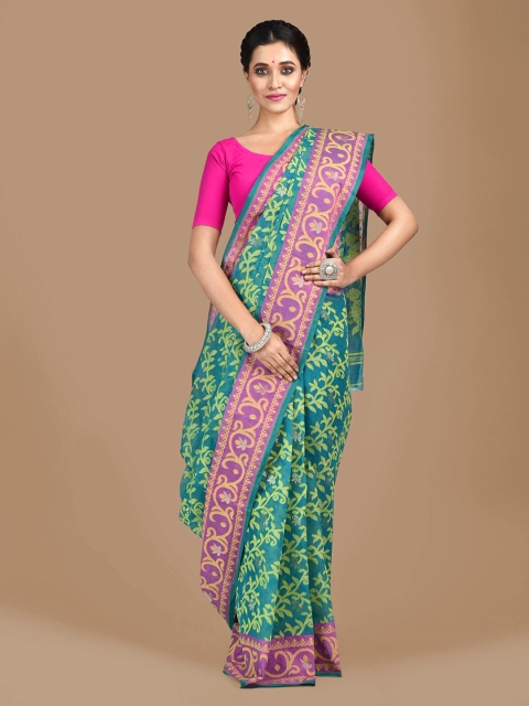 

Mitera Green Pure Cotton Woven Design Jamdani Saree