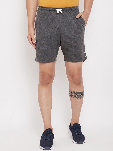 wesquare Men Grey Melange Solid Regular Fit Sports Shorts