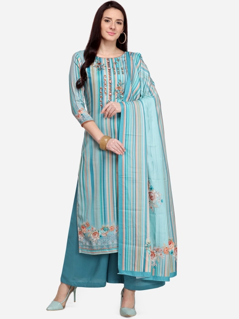 

Stylee LIFESTYLE Blue Silk Blend Unstitched Dress Material