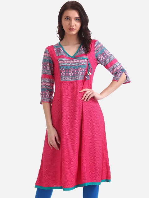

Anahi Women Pink Printed A-Line Kurta