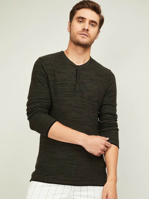 

Fame Forever by Lifestyle Men Olive Green Solid Pullover Sweater