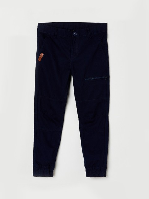 

max Boys Navy Blue Regular Fit Solid Joggers