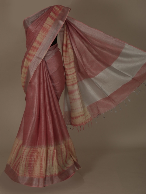 

Pothys Pink Solid Pure Linen Saree