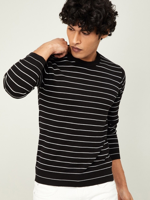 

Fame Forever by Lifestyle Men Black & White Striped Pullover Sweater