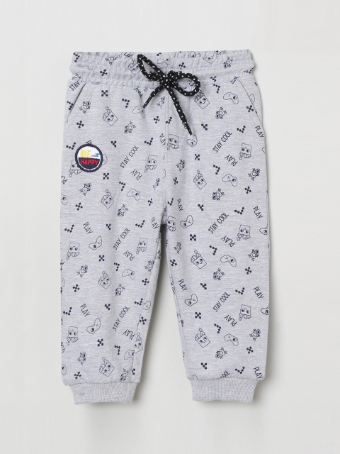 

max Boys Grey & Navy Blue Regular Fit Printed Regular Trousers