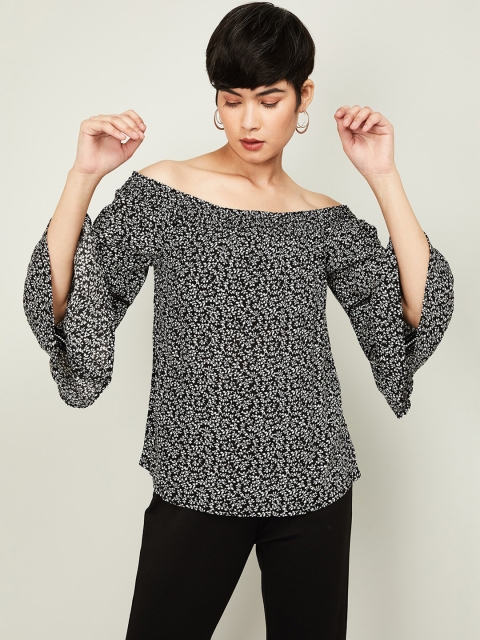 

CODE by Lifestyle Women Black Printed Bardot Top