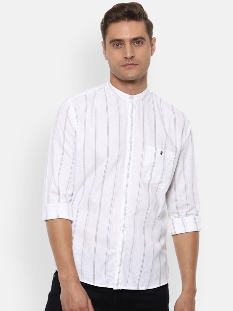 

Louis Philippe Jeans Men White & Grey Slim Fit Striped Casual Shirt
