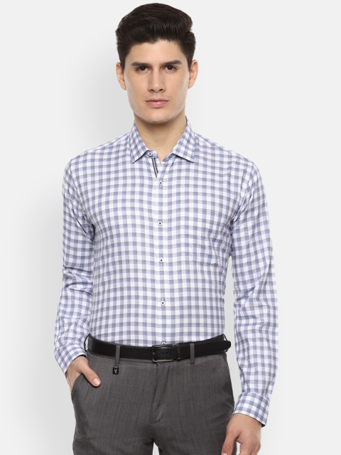 

Van Heusen Men White & Blue Regular Fit Checked Formal Shirt