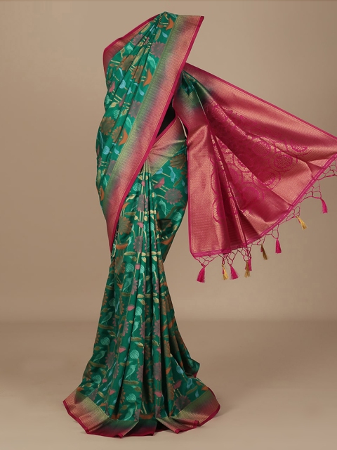 

Pothys Green & Red Jute Silk Printed Saree