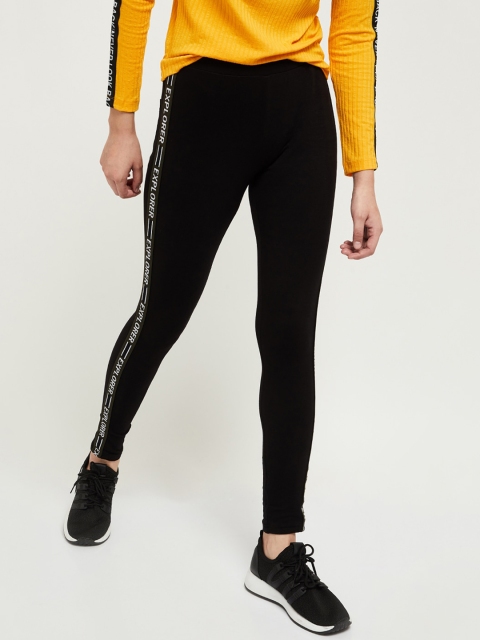 

max Women Black Regular Fit Solid Regular Trousers