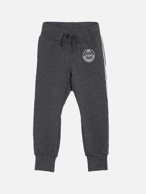 

Aomi Boys Charcoal Grey Solid Straight-Fit Joggers