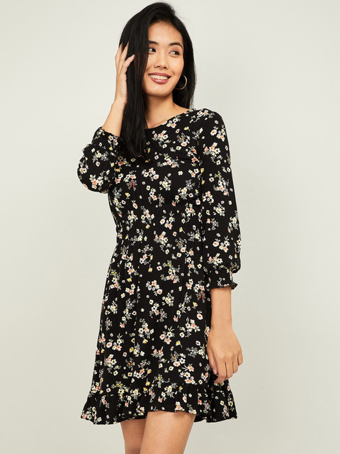 

Ginger by Lifestyle Women Black Printed Fit and Flare Dress