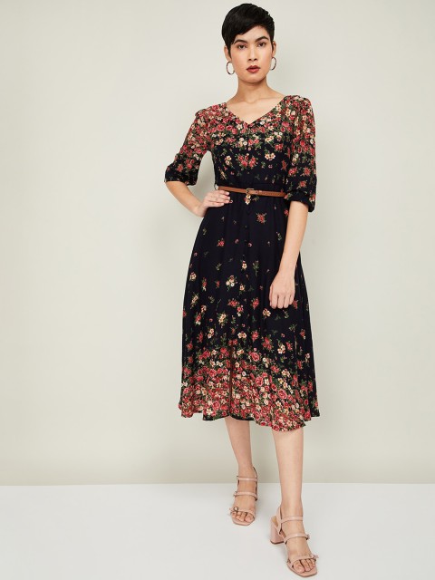 

CODE by Lifestyle Women Navy Blue Printed A-Line Dress