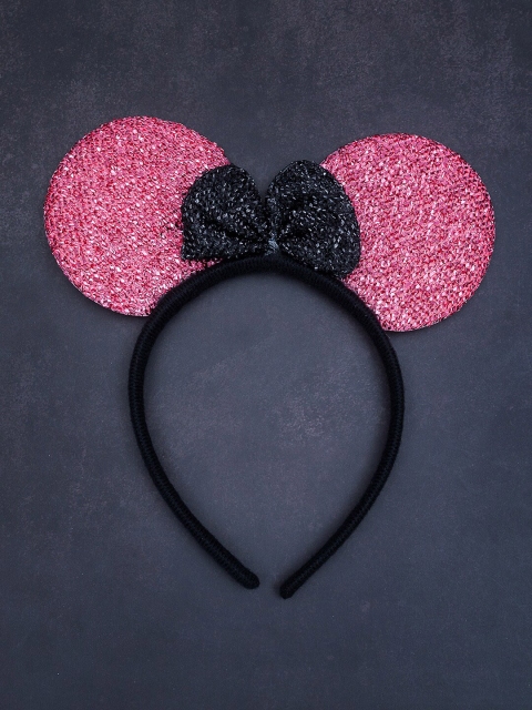 

Golden Peacock Pink & Black Embellished Hairband