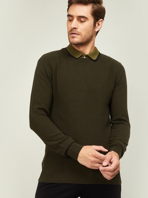 

CODE by Lifestyle Men Olive Green Solid Pullover Sweater