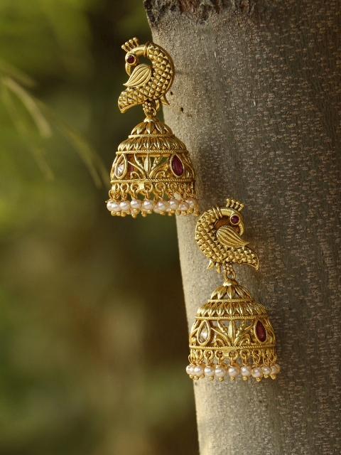 

Adwitiya Collection Gold-Toned Animal Shaped Jhumkas