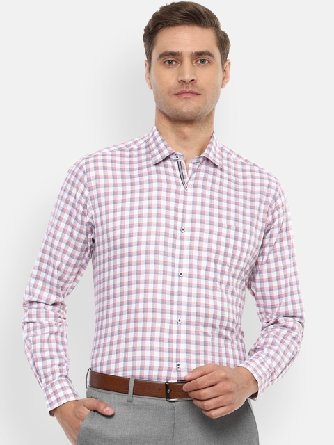 

Van Heusen Men White & Pink Regular Fit Checked Formal Shirt