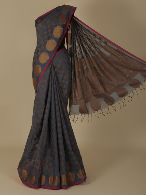 

Pothys Grey Woven Design Jute Silk Saree
