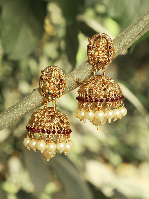 

Adwitiya Collection 24 CT Gold-Plated Classic Jhumkas