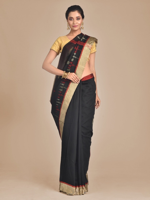 

Mitera Black Woven Design Cotton Blend Saree