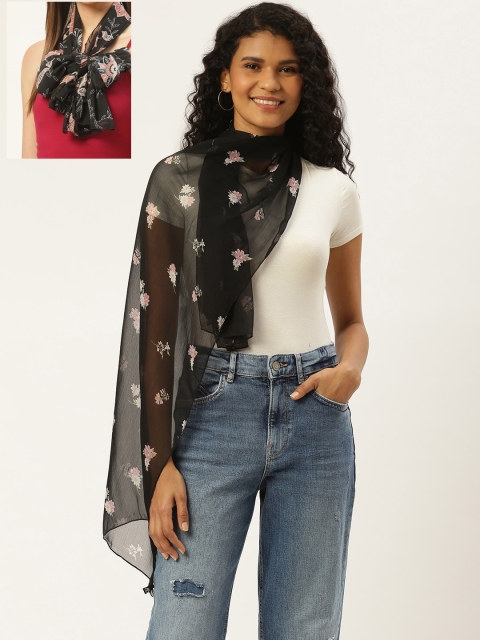 

Trend Arrest Women Pack Of 2 Printed Scarves, Black