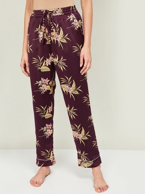 

Ginger by Lifestyle Women Burgundy & Beige Floral Print Lounge Pants