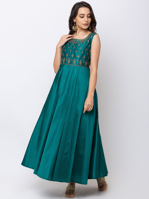

Ethnicity Women Green Embroidered Anarkali Kurta