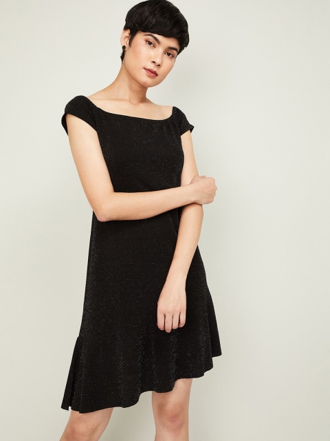 

CODE by Lifestyle Women Black Self Design A-Line Dress