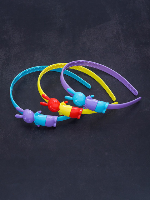 

Golden Peacock Girls Set of 3 Teddy Bear Hairbands, Purple
