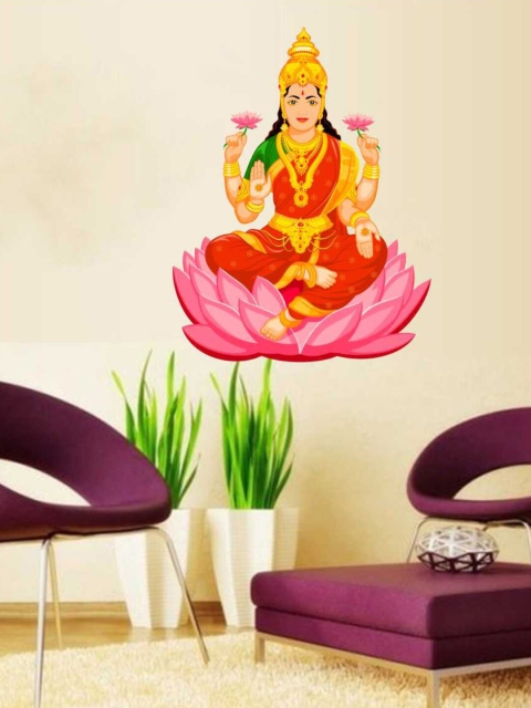 

rawpockets Multicoloured Goddess Lakshmi Wall Stickers, Multi