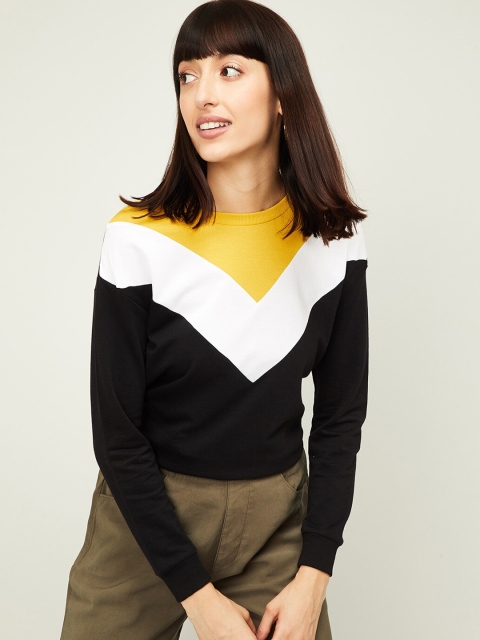 

Bossini Women Black & White Colourblocked Sweatshirt