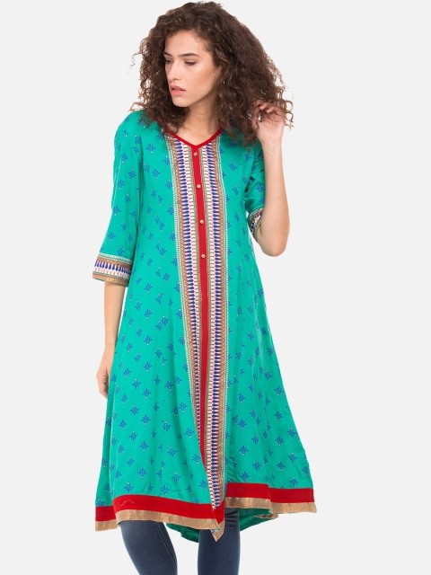 

Anahi Women Green Printed A-Line Kurta