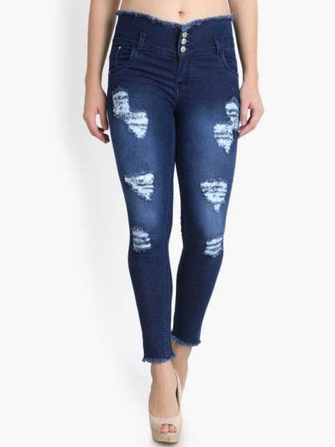 

Perfect Outlet Women Blue Skinny Fit High-Rise Mildly Distressed Jeans