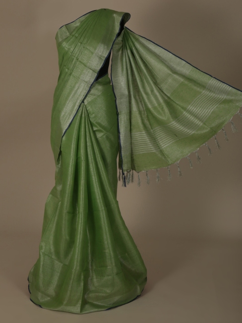 

Pothys Green Solid Pure Linen Saree