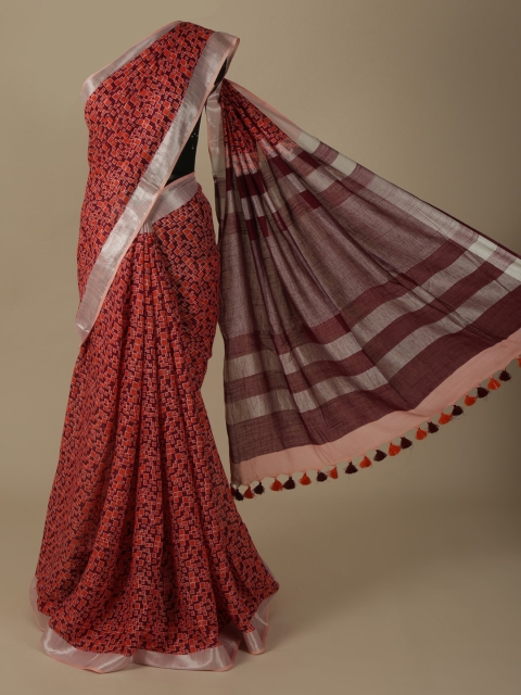 

Pothys Maroon Woven Design Pure Linen Saree