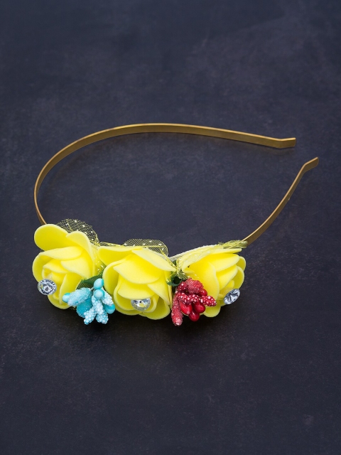 

Golden Peacock Women Yellow Flower Embellished Hairband
