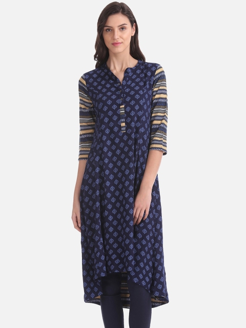 

Anahi Women Navy Blue Printed A-Line Kurta