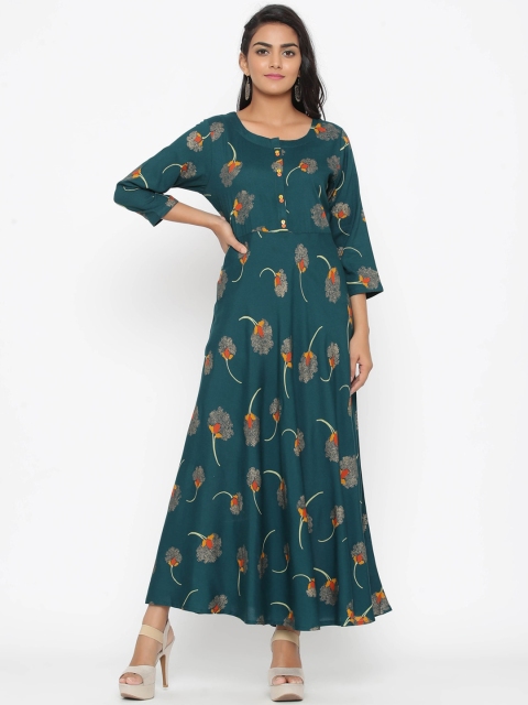 

WomenMagic Women Green Printed Anarkali Kurta