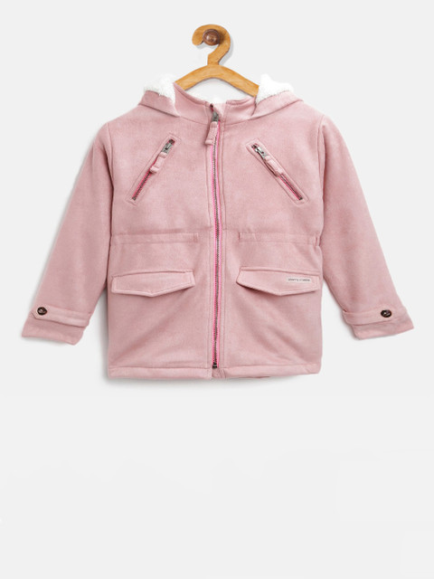 

Cherry Crumble Girls Peach-Coloured Solid Tailored Jacket