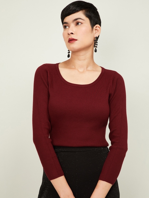 

CODE by Lifestyle Women Maroon Ribbed Top