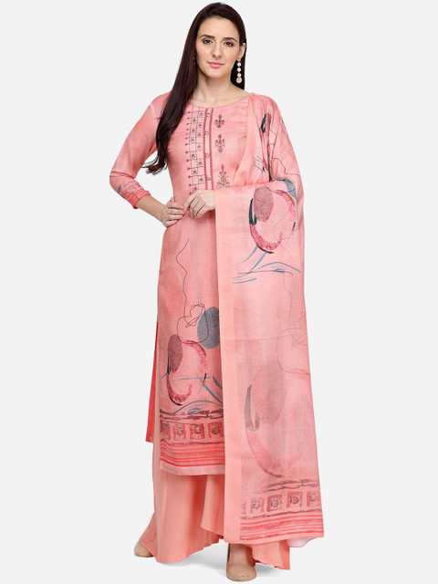 

Stylee LIFESTYLE Peach-Coloured Silk Blend Unstitched Dress Material