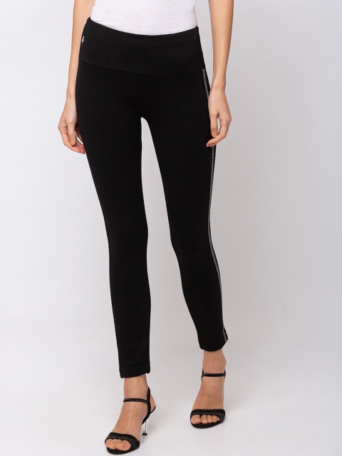 

SHECZZAR Women Black Solid Slim-Fit Treggings