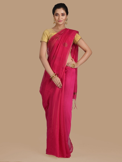 

Mitera Magenta Woven Design Cotton Blend Saree