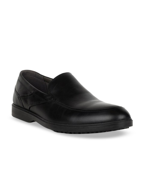 

Hush Puppies Men Black Solid Leather Formal Slip-Ons