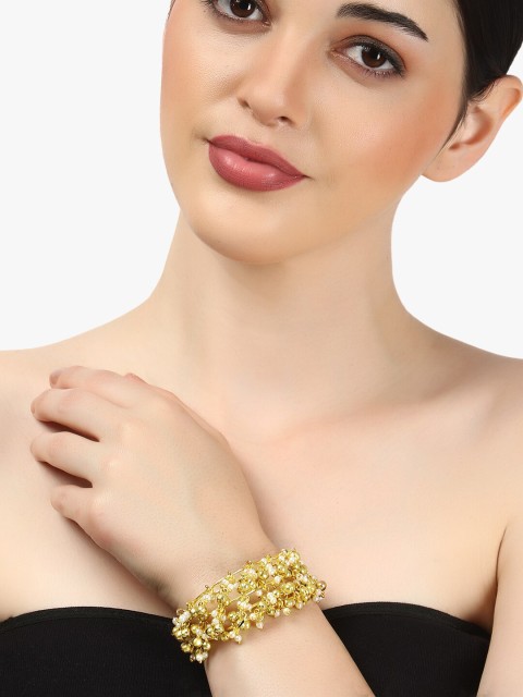 

Adwitiya Collection Gold-Plated Beaded Handcrafted Cuff Bracelet
