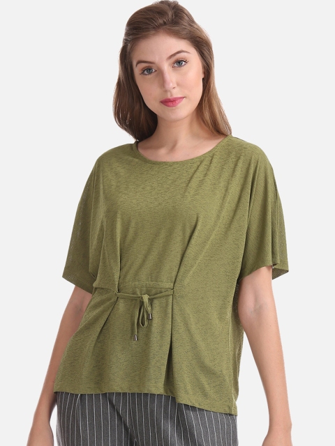 

Cherokee Women Olive Green Solid Boxy Top