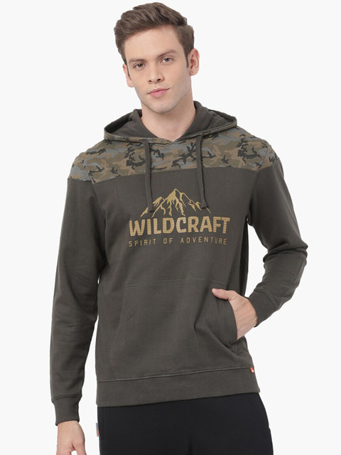 

Wildcraft Men Brown Printed Hooded Sweatshirt