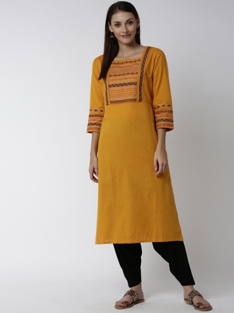 

Soch Women Yellow & Black Solid Straight Kurta