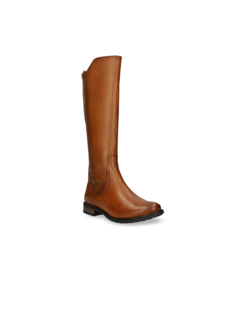 

Bugatti Women Brown Solid Leather High-Top Flat Boots